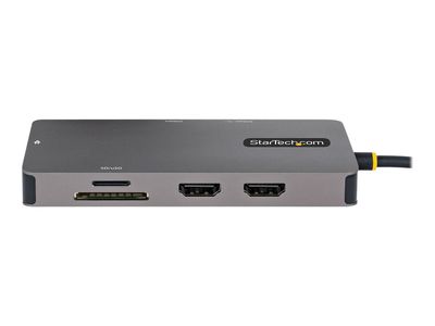 StarTech.com USB C Multiport Adapter, Dual HDMI Video, 4K 60Hz, 2-Port 5Gbps USB-A Hub, 100W Power Delivery Charging, GbE, SD/MicroSD, USB Type-C Mini Travel Dock, 12"/30cm Cable - USB C Laptop Docking Station - docking station - USB-C / Thunderbolt 3 / T_7