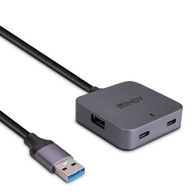 Lindy 43388 Schnittstellen-Hub USB 3.2 Gen 1 (3.1 Gen 1) Type-A 5000 Mbit/s Schwarz, Grau_thumb
