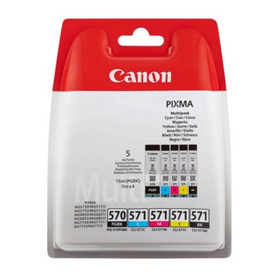 Canon Tinte PGI-570 / CLI-571 5er Multipack - Pigmentschwarz / Schwarz, Farbe (Cyan, Magenta, Gelb)_1