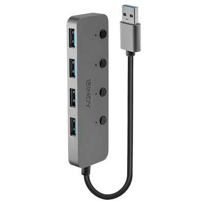 Lindy 43309 Schnittstellen-Hub USB 3.2 Gen 1 (3.1 Gen 1) Type-A 5 Mbit/s Grau_thumb