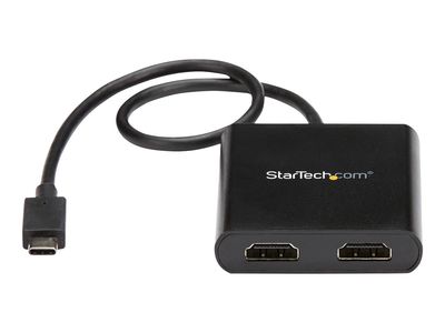 StarTech.com 2-Port Multi Monitor Adapter - USB-C to HDMI Video Splitter - USB Type-C to DP MST Hub - Thunderbolt 3 Compatible - Windows - external video adapter - black_1