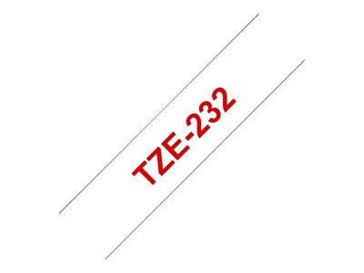 Brother TZE232 - 12 mm - Rot auf Weiß_1