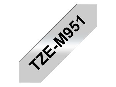Brother Laminated Tape P-touch TZe-M951 - 24 mm x 8 m - Black on Matte Silver_thumb