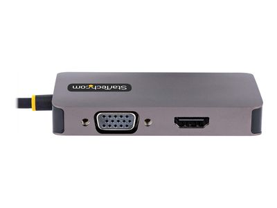 StarTech.com USB C Video Adapter, USB C to HDMI DVI VGA Adapter, Up to 4K 60Hz, Aluminum, Multiport Video Display Adapter for Laptops, Thunderbolt 3/4 Compatible, USB Type C Monitor Adapter - USB C Travel Adapter (118-USBC-HDMI-VGADVI) - Dockingstation -_5