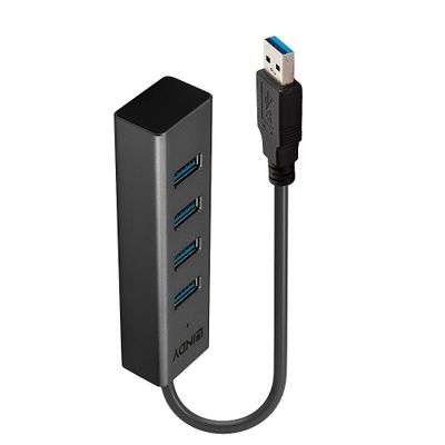 Lindy 43324 Schnittstellen-Hub USB 3.2 Gen 1 (3.1 Gen 1) Type-A 5000 Mbit/s Schwarz_thumb