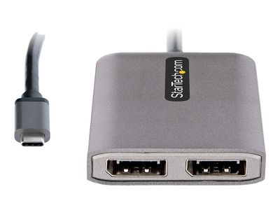 StarTech.com 2-Port USB-C MST Hub, USB Type-C to 2x DisplayPort Multi-Monitor Adapter for Laptop, Dual-DP up to 4K 60Hz w/ DP 1.4 Alt Mode & DSC, HDR, 1ft (30cm) Cable, USB Bus-Powered - Multi-Stream Transport Hub (MST14CD122DP) - video/audio splitter - 2_3