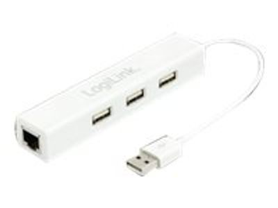 LogiLink USB 2.0 to Fast Ethernet Adapter with 3-Port USB Hub - Netzwerkadapter - USB 2.0 - 10/100 Ethernet_thumb