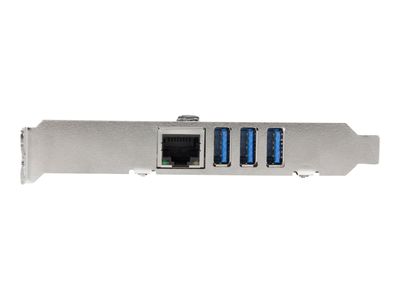 StarTech.com 3 Port PCI Express USB 3.0 Card + Gigabit Ethernet - Fits Standard & Low-Profile PCs - UASP Supported - Optional SATA Power (PEXUSB3S3GE) - network / USB adapter - PCIe 2.0 - USB 3.0 x 3 + 1000Base-T x 1_2