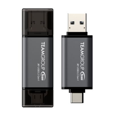 Team Group X1 USB 3.2 Gen1 USB flash drive 128 GB USB Type-A / USB Type-C 3.2 Gen 1 (3.1 Gen 1) Black, Grey_thumb
