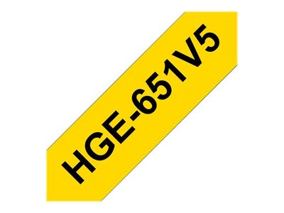 Brother Laminated Tape HGE-651V5 - 24 mm x 8 m - Black on Yellow_thumb