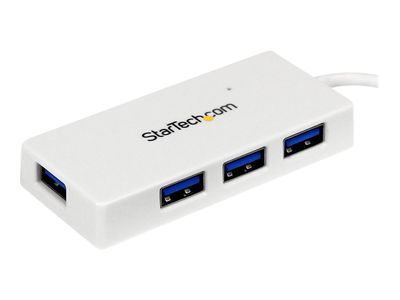 StarTech.com 4 Port USB 3.0 Hub - Multi Port USB Hub w/ Built-in Cable - Powered USB 3.0 Extender for Your Laptop - White (ST4300MINU3W) - hub - 4 ports_3