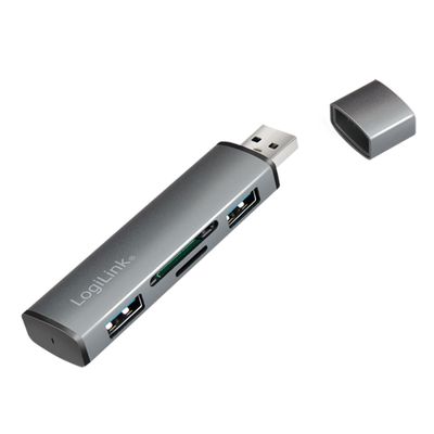 Cardreader Logilink USB 3.2 Hub 2-port grey_thumb