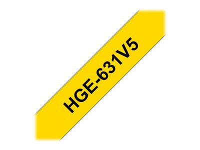 Brother Laminated Tape HGE-631V5 - 12 mm x 8 m - Black on Yellow_1