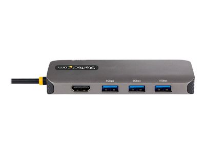 StarTech.com USB C Multiport Adapter, 4K 60Hz HDMI Video, 3-Port 5Gbps USB-A 3.2 Hub, 100W Power Delivery Passthrough, GbE, USB Type-C Mini Travel Dock with Charging, 12in/30cm Cable - USB C Laptop Docking Station (127B-USBC-MULTIPORT) - docking station -_4