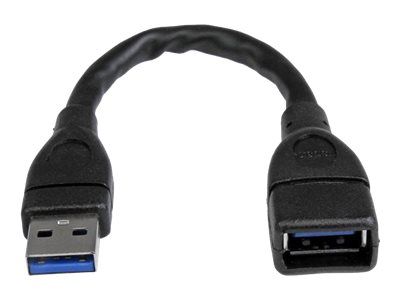 StarTech.com 6in Short USB 3.0 Extension Adapter Cable (USB-A Male to USB-A Female) - USB 3.1 Gen 1 (5Gbps) Port Saver Cable - Black (USB3EXT6INBK) - USB extension cable - USB Type A to USB Type A - 15.2 cm_1