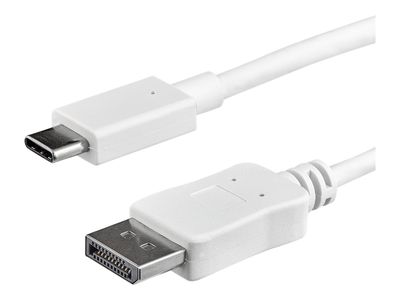 StarTech.com 3ft/1m USB C to DisplayPort 1.2 Cable 4K 60Hz, USB-C to DisplayPort Adapter Cable HBR2, USB Type-C DP Alt Mode to DP Monitor Video Cable, Compatible with Thunderbolt 3, White - USB-C Male to DP Male (CDP2DPMM1MW) - external video adapter - ST_3