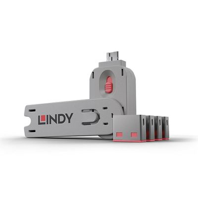 Lindy 40450 Schnittstellenblockierung Schnittstellenblockierung + Schlüssel USB Typ-A Pink Acrylnitril-Butadien-Styrol (ABS) 5 Stück(e)_thumb
