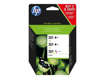 HP 301 Tri-pack - 3er-Pack - Schwarz, farbstoffbasiert dreifarbig - Original - Tintenpatrone_thumb
