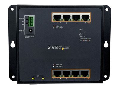 StarTech.com 8 Port PoE+ Gigabit Ethernet Switch plus 2 SFP Ports - Industrieller Managed Gigabit Switch - Wandmontage mit Front Zugriff - Switch - 10 Anschlüsse - managed_3