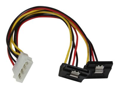 StarTech.com 12in LP4 to 2x Right Angle Latching SATA Power Y Cable Splitter - 4 Pin LP4 to Dual 90 Degree Latching SATA Y Splitter - power adapter - 30 cm_1