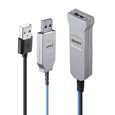 Lindy 43345 USB Kabel USB 3.2 Gen 1 (3.1 Gen 1) 30 m USB A 2 x USB A 5 Gbit/s Blau, Silber_thumb