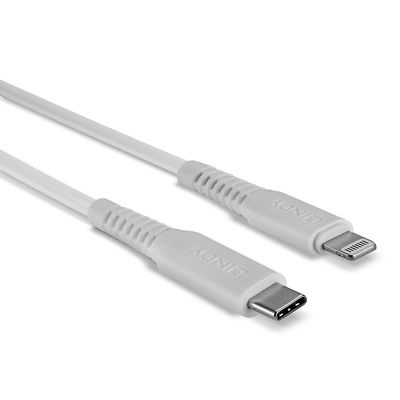 cable: Lindy Lightning plug - Lightning / USB Typ C - 1m - white_3