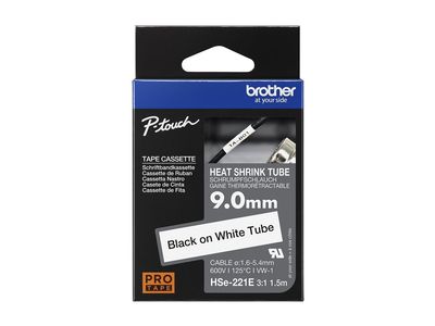 Brother Heat Shrink Tubing - Roll 0.9 cm x 1.5 m - Black on White_1