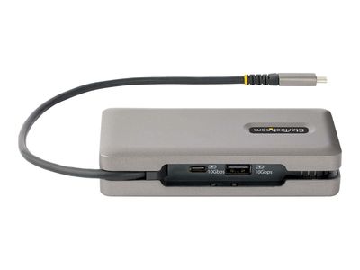 StarTech.com USB-C Multiport Adapter, HDMI/VGA, 4K 60Hz Video, 3-Port USB Hub, 100W Power Delivery Pass-Through, GbE, USB Type-C Travel Dock w/ Charging, 1ft/30cm Wrap-Around Cable - Mini Laptop Docking Station (DKT31CVHPD3) - docking station - USB-C - VG_7