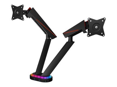 ICY BOX IB-MSG304BL-T stand - for 2 monitors - gaming, with USB 3.0 media hub and RGB light effect - matte black_thumb