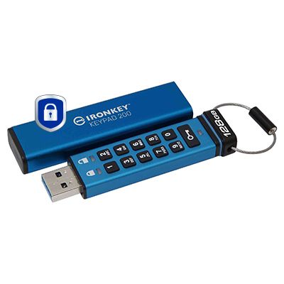 Kingston USB flash drive IronKey Keypad 200 - USB 3.2 Gen 1 - 128 GB - blue_2