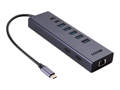 LINDY DST-Mini Duo - Dockingstation - USB-C / Thunderbolt 3 / Thunderbolt 4 - 2 x HDMI - GigE_thumb