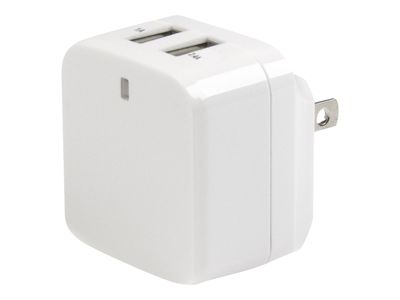 StarTech.com 2 Port USB Ladegerät / Netzteil - 2-fach Ladestecker 17 Watt / 3.4 Amp - Dual Reiseladegerät 110 / 220V - Weiß Netzteil - USB - 17 Watt_2