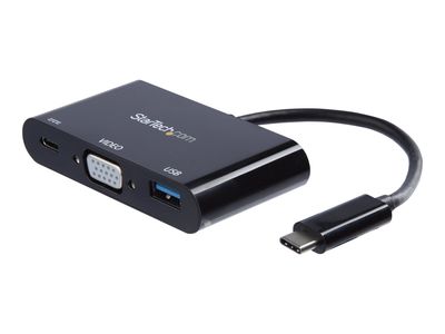 StarTech.com USB-C VGA Multiport Adapter - USB-A Port - with Power Delivery (USB PD) - USB C Adapter Converter - USB C Dongle (CDP2VGAUACP) - docking station - USB-C / Thunderbolt 3 - VGA_1