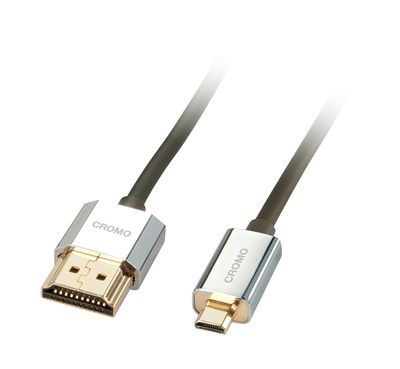 Lindy 41680 HDMI-Kabel 0,5 m HDMI Typ A (Standard) HDMI Typ D (Mikrofon) Schwarz, Silber_thumb