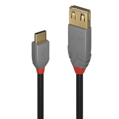 Lindy USB-Kabel Anthra Line - USB-A Kupplung / USB-C Stecker - 15 cm_thumb