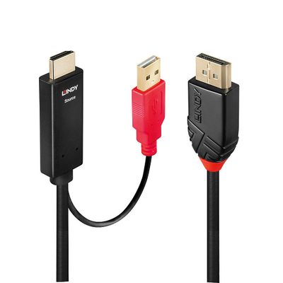 Lindy 41428 Videokabel-Adapter 5 m DisplayPort HDMI + USB Schwarz, Rot_thumb