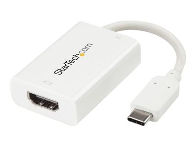 StarTech.com USB C to HDMI 2.0 Adapter 4K 60Hz with 60W Power Delivery Pass-Through Charging - USB Type-C to HDMI Video Converter - White - external video adapter - white_2