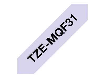 Brother laminiertes Schriftband P-Touch TZe-MQF31 - 12 mm x 4 m - Schwarz auf Pastell lila_2