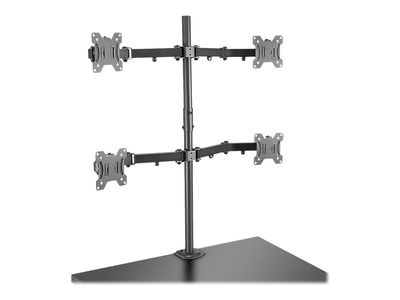 Lindy Quad Display Bracket w/ Pole & Desk Clamp - Befestigungskit - einstellbarer Arm - für 4 Monitore - Schwarz_1