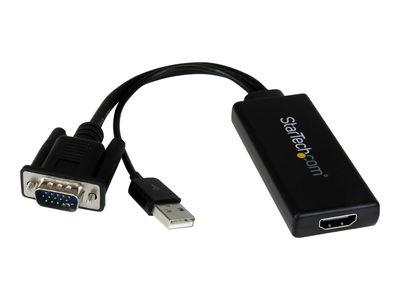 StarTech.com VGA to HDMI Adapter with USB Audio & Power - Portable VGA to HDMI Converter - 1080p - video interface converter - HDMI / VGA / audio / USB - 26 cm_1