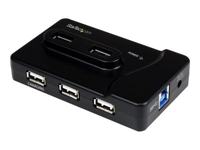 StarTech.com 7 Port USB Hub - 2 x USB 3A, 4 x USB 2A, 1 x Dedicated Charging Port - Multi Port Powered USB Hub with 20W Power Adapter (ST7320USBC) - hub - 6 ports_1