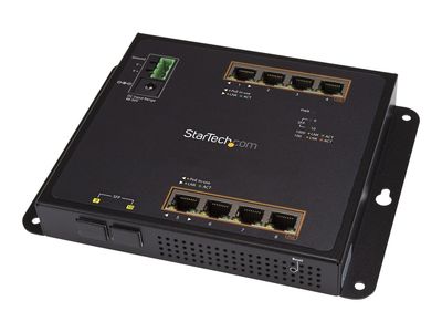 StarTech.com 8 Port PoE+ Gigabit Ethernet Switch plus 2 SFP Ports - Industrieller Managed Gigabit Switch - Wandmontage mit Front Zugriff - Switch - 10 Anschlüsse - managed_thumb