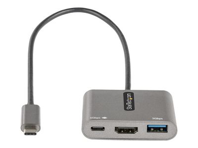 StarTech.com USB C Multiport Adapter, USB-C to HDMI 4K Video, 100W Power Delivery Passthrough Charging, 2-Port USB 3.0 Hub 5Gbps (1xType-C/1xA), USB-C Mini Dock, USB-C Travel Dock - Portable Laptop Docking Station - docking station - USB-C / Thunderbolt 3_5