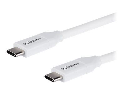 StarTech.com USB C to USB C Cable - 6 ft / 2m - 5A PD - M/M - White - USB 2.0 - USB-IF Certified - USB Type C Cable - USB C Charging Cable (USB2C5C2MW) - USB-C cable - 2 m_thumb