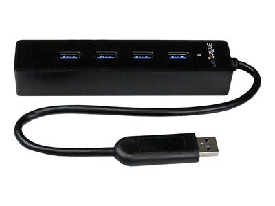 StarTech.com 4-Port USB 3.0 Hub with Built-in Cable - SuperSpeed Laptop USB Hub - Portable USB Splitter - Mini USB Hub (ST4300PBU3) - hub - 4 ports_thumb