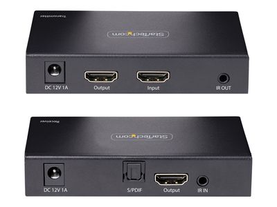 StarTech.com 4K HDMI Extender Over CAT5/CAT6 Cable, 4K 60Hz HDR Video Extender, Up to 230ft (70m), HDMI Over Ethernet Cable, S/PDIF Audio Out, HDMI Transmitter and Receiver Kit - Local Video Out, Power Over Cable (4K70IC-EXTEND-HDMI) - video/audio/infrare_5