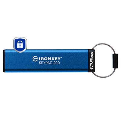 Kingston USB flash drive IronKey Keypad 200 - USB 3.2 Gen 1 - 128 GB - blue_thumb