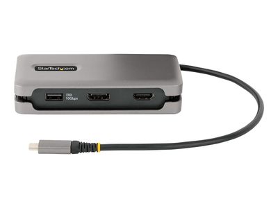 StarTech.com USB-C Multiport Adapter, 4K 60Hz HDMI/DP Video, 3-Port USB Hub, 100W Power Delivery Pass-Through, GbE, USB Type-C Travel Dock w/ Charging, 1ft/30cm Wrap-Around Cable - Mini Laptop Docking Station (DKT31CDHPD3) - Dockingstation - USB-C - HDMI,_3
