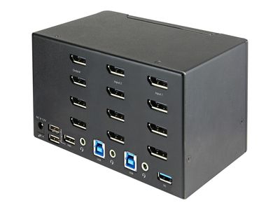 StarTech.com 2 Port Quad Monitor DisplayPort KVM Switch - 4K 60 Hz UHDR - DP 1.2 KVM Switch mit USB 3.0 Hub mit 2x USB 3.0(5 Gbit/s) und 4x USB 2.0 HID Anschlüssen, Audio - Hotkey - TAA (SV231QDPU34K) - KVM-/Audio-Switch - 2 Anschlüsse - TAA-konform_3