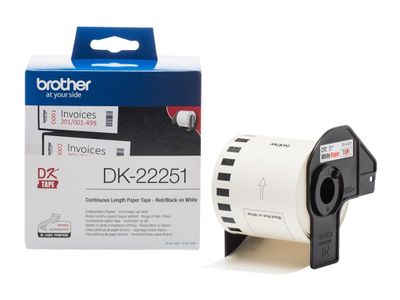 Brother Continuous Labels DK-22251 - 62 mm x 15.24 m - Black/Red on White_thumb